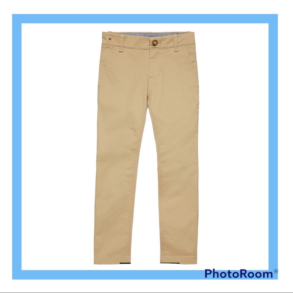 Tommy Hilfiger Pants Boys Small Sz 8 Beige Stretch Chino Khaki Slim Fit Trousers